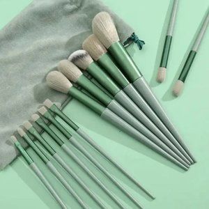 Makeup Brush kit 13 pc with bag (green)
